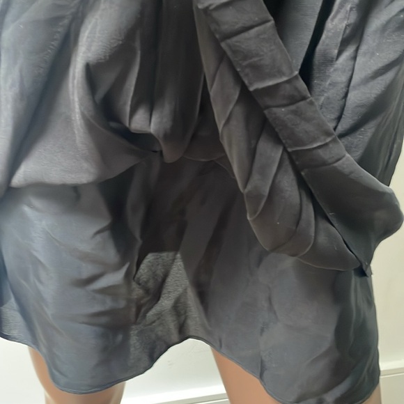 Robert Rodriguez Silk Shift Dress Balloon Shortsleeves Buttons Sheer Black 4 - Picture 4 of 12